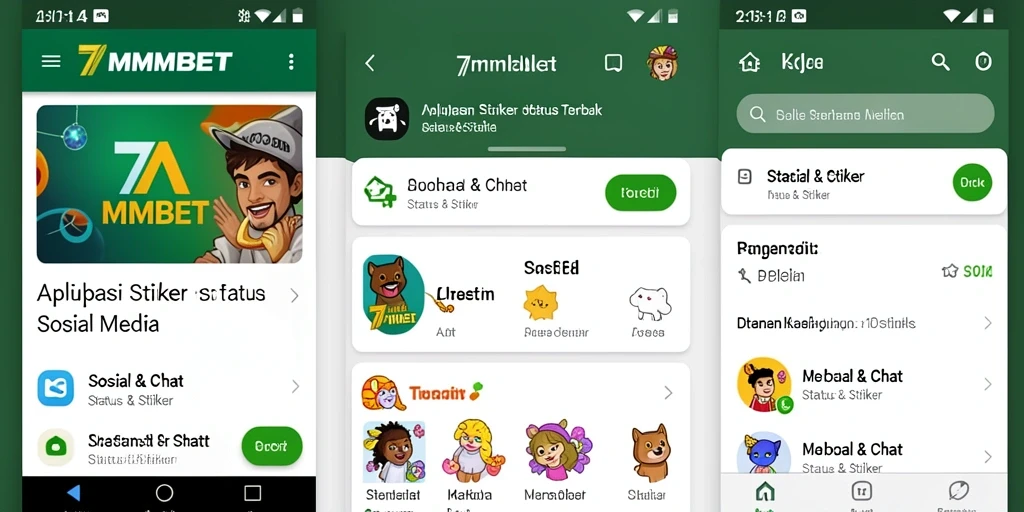 Tampilan antarmuka 7MMBET yang menarik dan penuh warna untuk Status & Stiker.