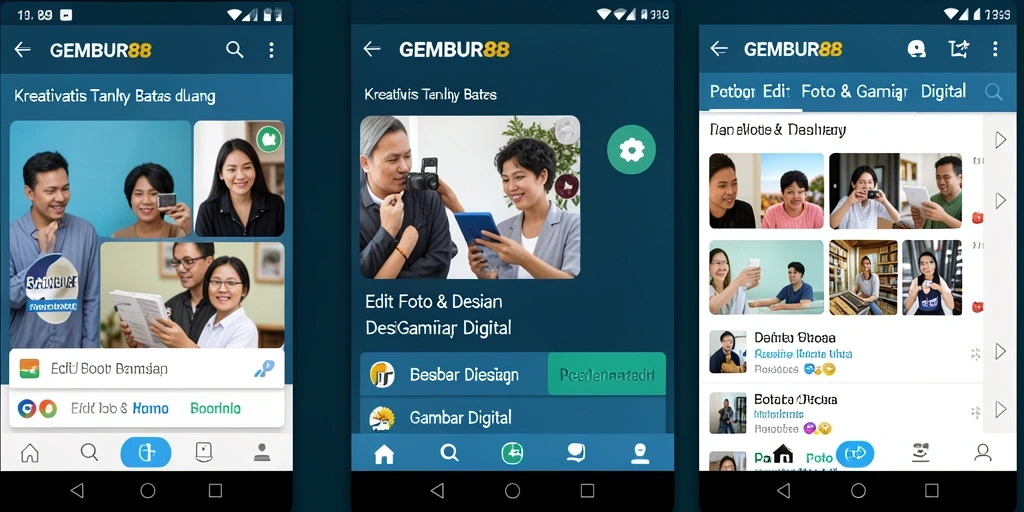 Tampilan antarmuka pengguna GEMBUR88 untuk edit foto digital.