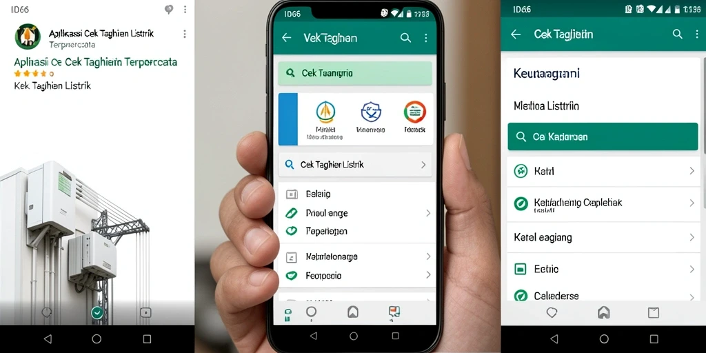 Tampilan antarmuka aplikasi Cek Tagihan Listrik ID66 yang sederhana dan informatif.