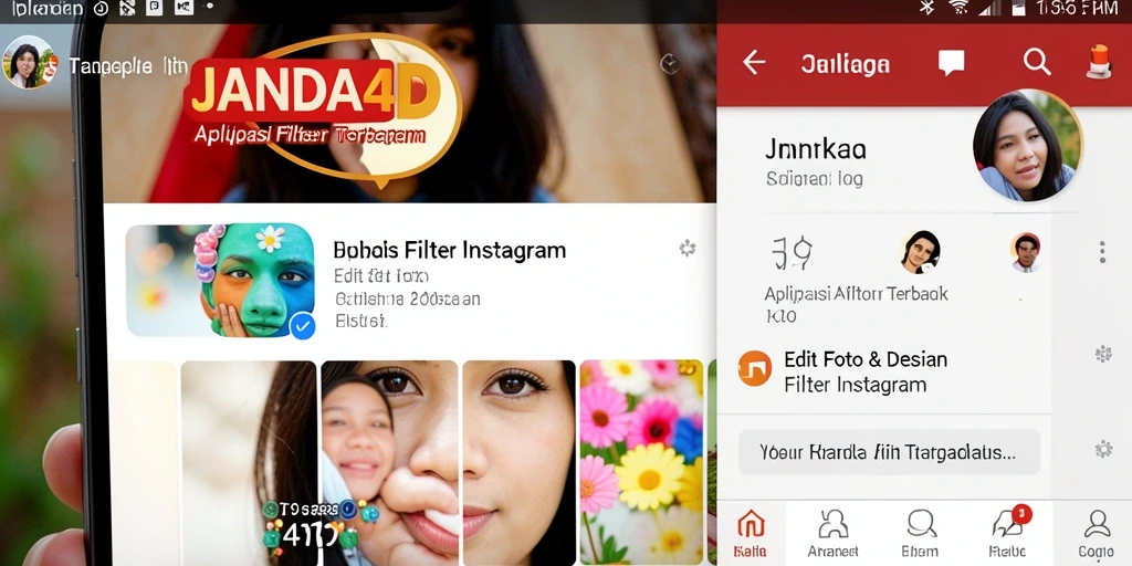 Antarmuka JANDA4D dengan berbagai pilihan filter menarik untuk edit foto.