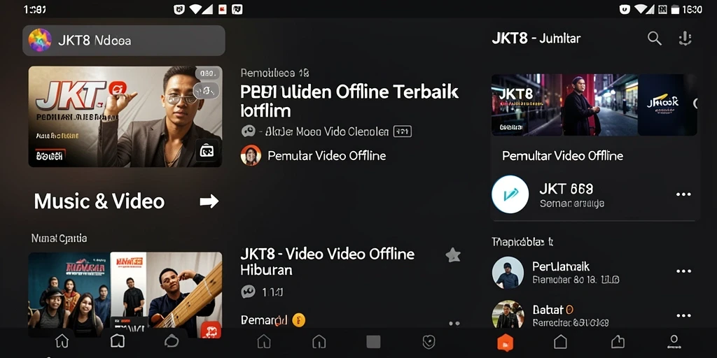 Antarmuka JKT8 yang elegan dan mudah digunakan untuk Pemutar Video Offline.