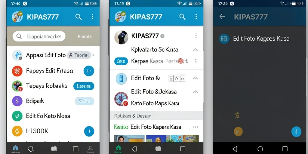 Tampilan antarmuka aplikasi KIPAS777 dengan fitur Edit Foto Kertas Kaca.