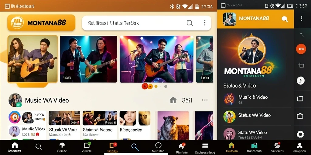 Antarmuka MONTANA88 dengan pilihan video status yang menarik.