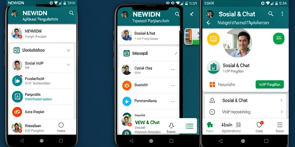 Antarmuka pengguna NEWIDN yang sederhana dan intuitif untuk panggilan VoIP.