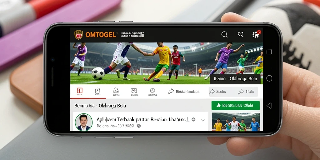 Antarmuka aplikasi OMTOGEL menampilkan berita dan statistik olahraga bola.